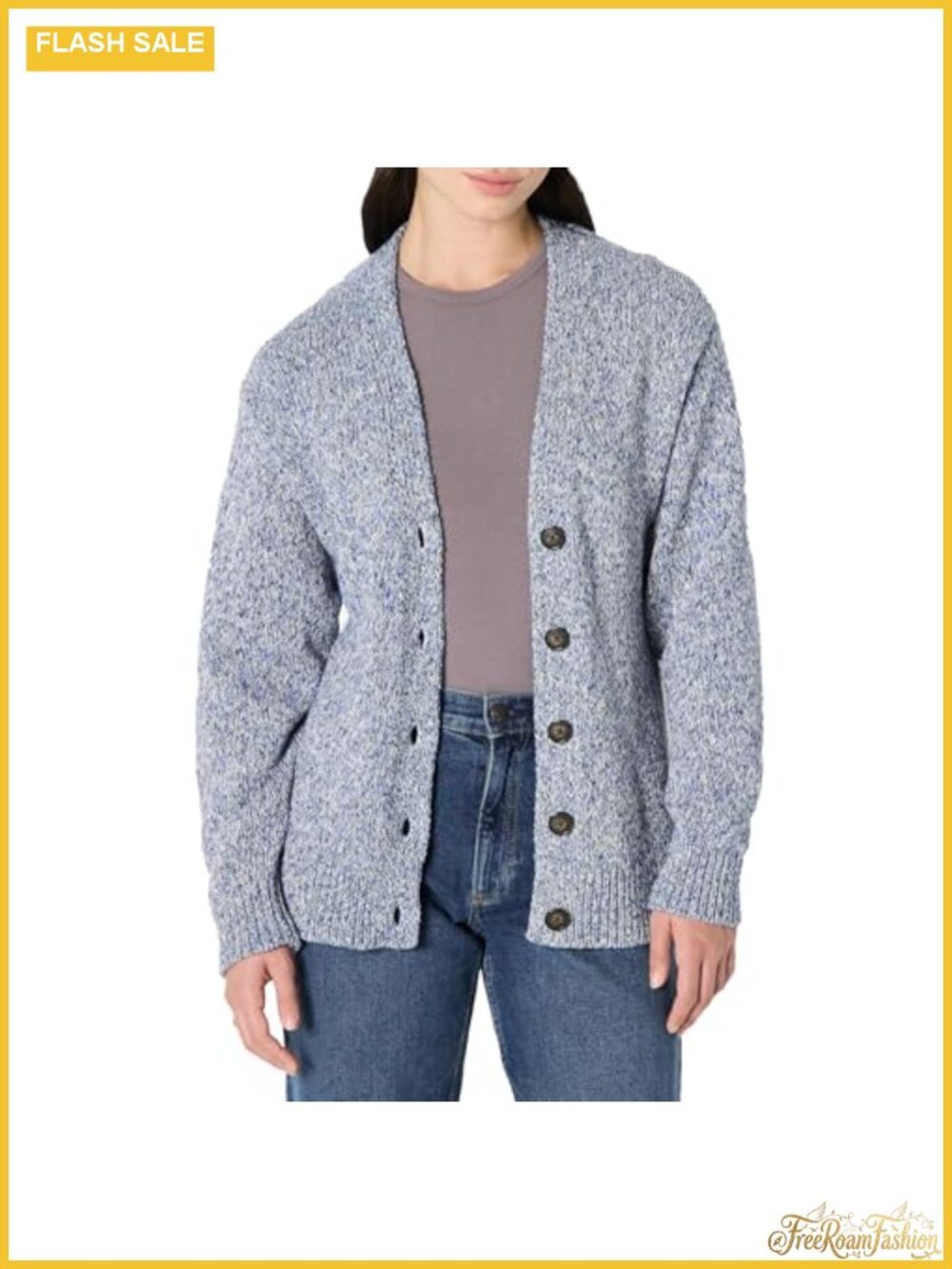 Oversized Fit Heavyweight Cotton Blend Button-Up Cardigan Deep V-Neck
